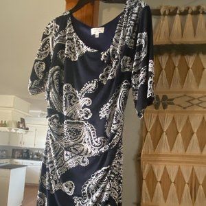 Women's 1X Navy and White Dress - New